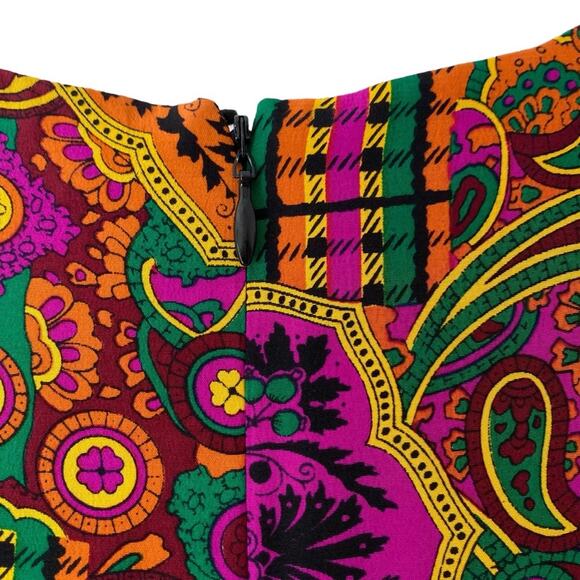 Vintage Oscar De La Renta Silk Medallion Print Pleated Bottom Dress size 8 - Picture 6 of 8